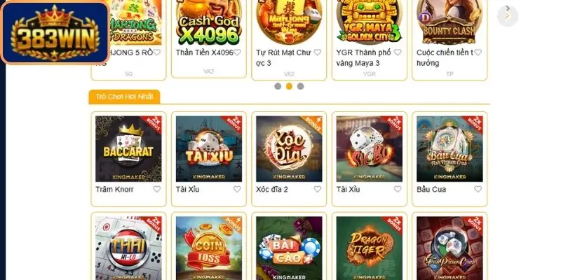 Nhiều game bài 383win cực hay tại nhà cái