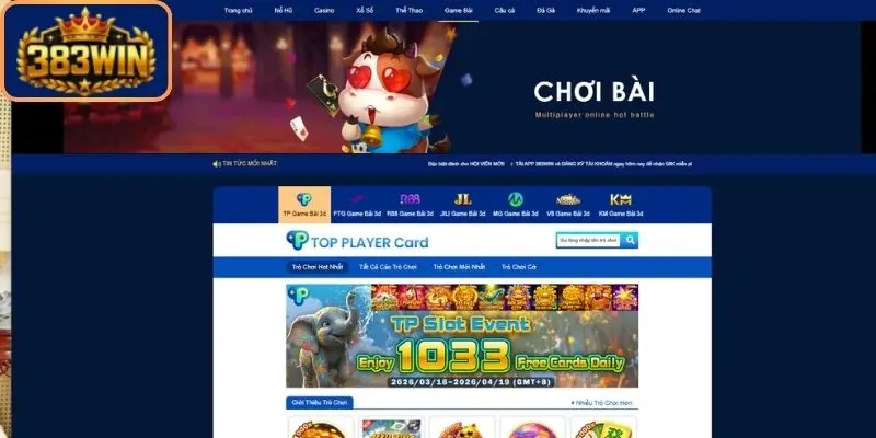 Game bài 383win là sảnh chơi hấp dẫn
