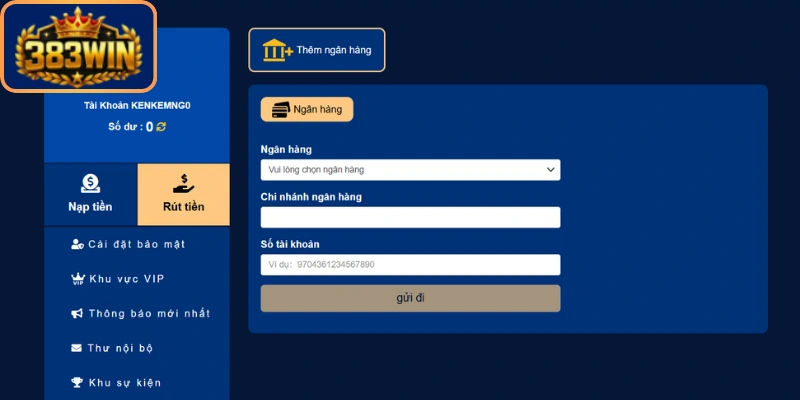 Nhập chi nhánh chính xác cùng số tài khoản đầy đủ