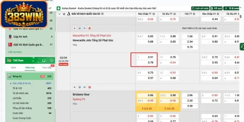 Tham gia cá độ thể thao 383win cực dễ